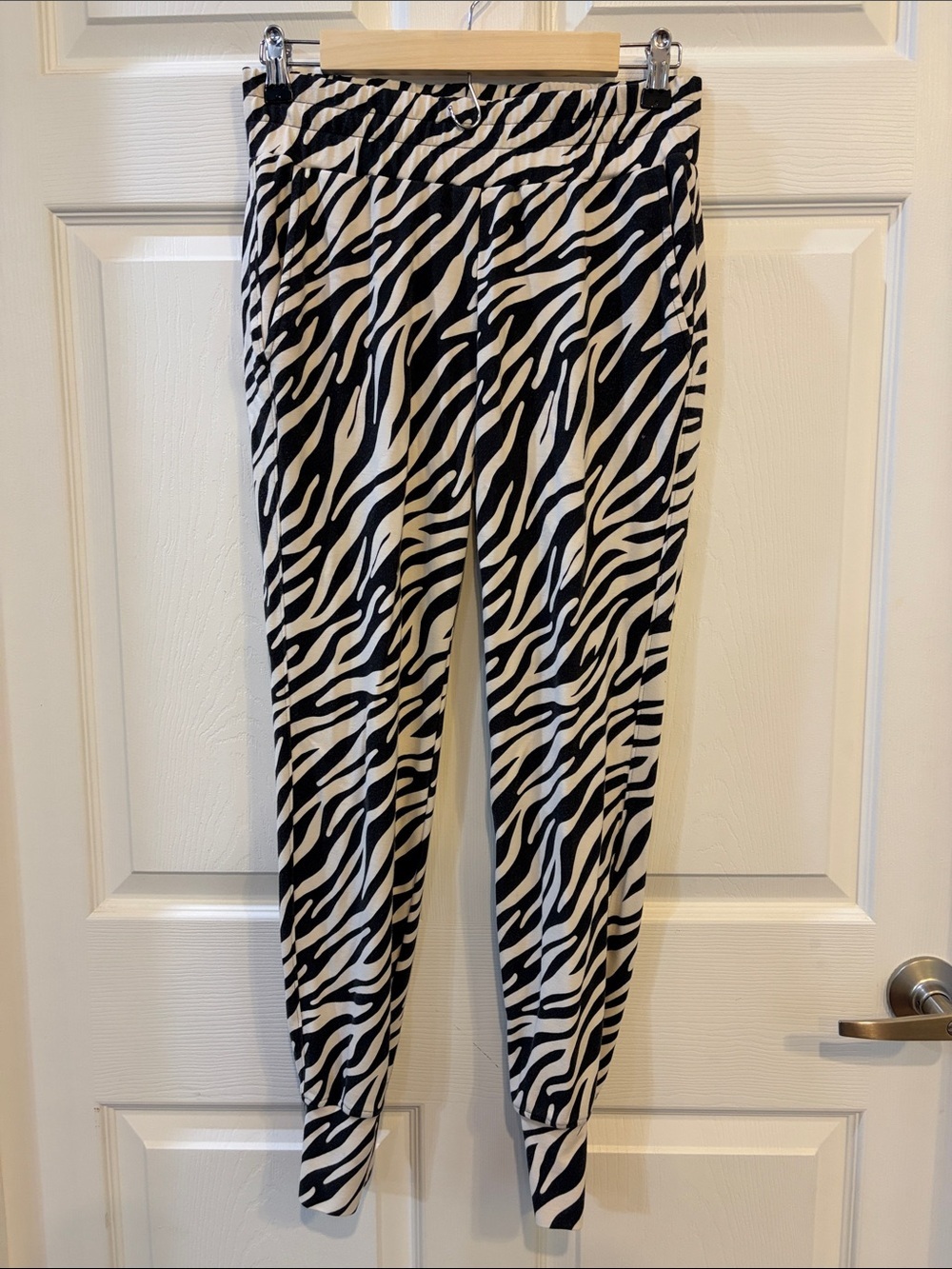 CAbi Zebra-Print Joggers in Black & White